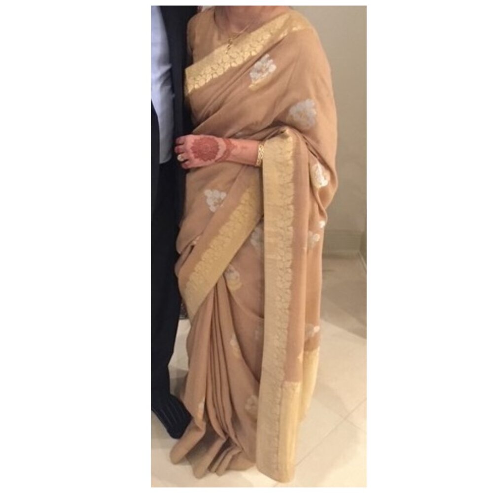 Indian Gold Beige Saree